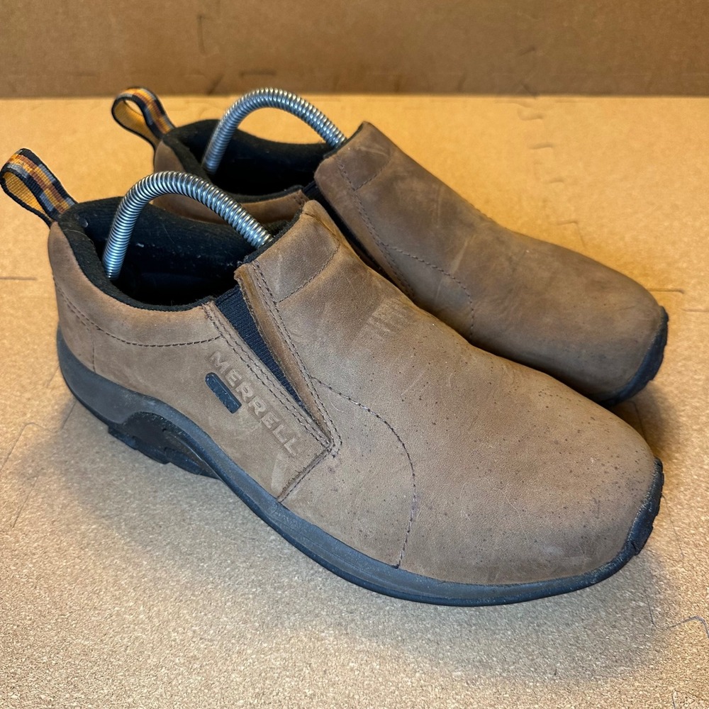 Merrell Jungle Moc Shoes Mens 8.5 Brown Waterproof Leather Slip On J52927W Wide